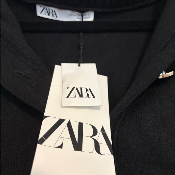 NWT Zara Black Button-Front Sweater with Oversized Collar - Picture 3 of 3